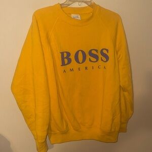 Hugo Boss America Santee Sweats XL Made in the USA Yellow vintage crewneck
